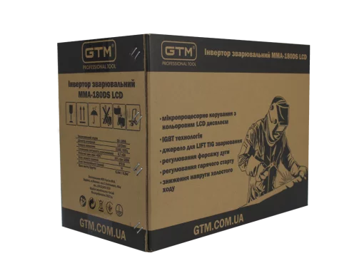 Инвертор сварочный GTM MMA-180DS LCD, 180А, 1,6-4,0мм, 220В дисплей