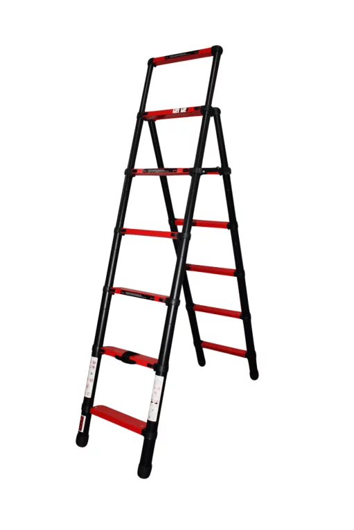 Стремянка телескопическая GTM KME5067B, 2м, двухсторонняя, анод. алюминий