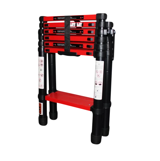 Стремянка телескопическая GTM KME5067B, 2м, двухсторонняя, анод. алюминий