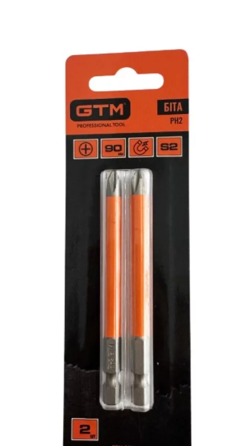 Биты GTM PH2, 90 мм, из стали S2, 2 шт.