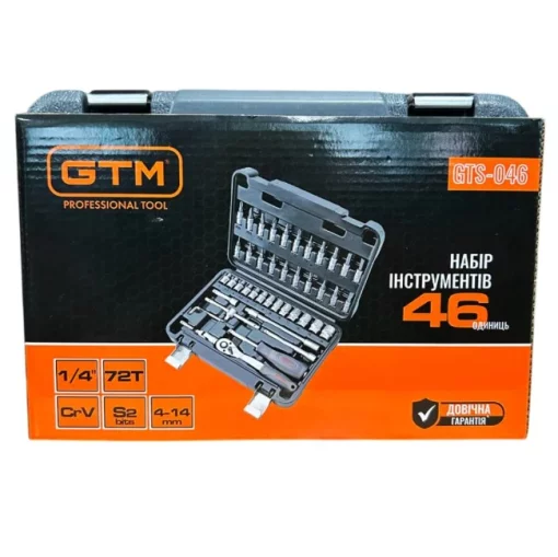 Набор инструментов 46 ед. GTM GTS-046 1/4" (GTS-046), 4-14мм, пластик. кейс